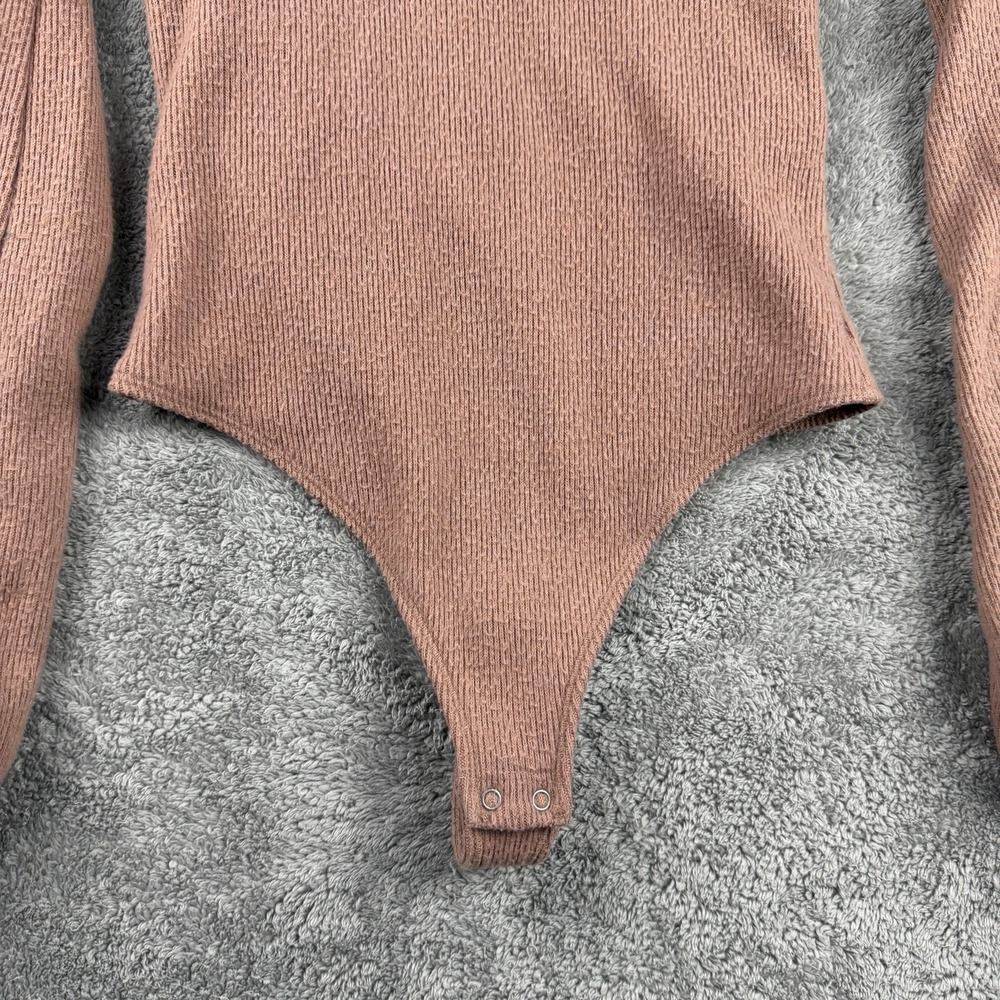 Vtg Abercrombie & Fitch Soft Cozy Sweater Bodysuit Womens XS Brown V-Neck - Picture 2 of 16